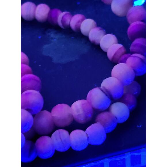 Long Purple Banded Agate  Beaded Necklace 8.5mm Polished Gemstone Strand - Picture 12 of 12